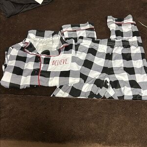 Rae Dunn Kids Pajama Set in Black and White Checkered
